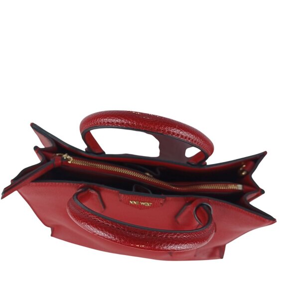 Nine West Tote Bag Satchel Purse Ruby Red Pebble Vegan Women's Medium - Picture 8 of 11